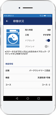 洗濯機ドアロックモード画面